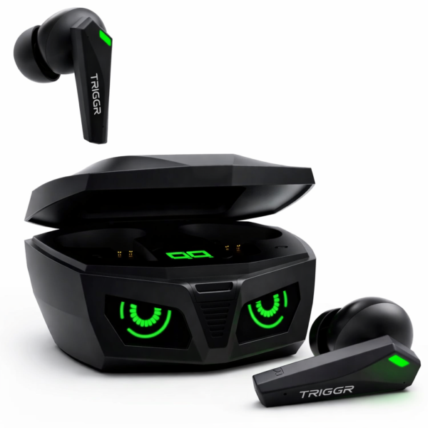 TRIGGR Kraken X1 Wireless Earbuds with Battery Display, 40ms Low Latency, 40H Playtime, ENC Mic, Bluetooth 5.3
